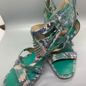 BCBG Max Azria Green/Beige Leather Gladiators